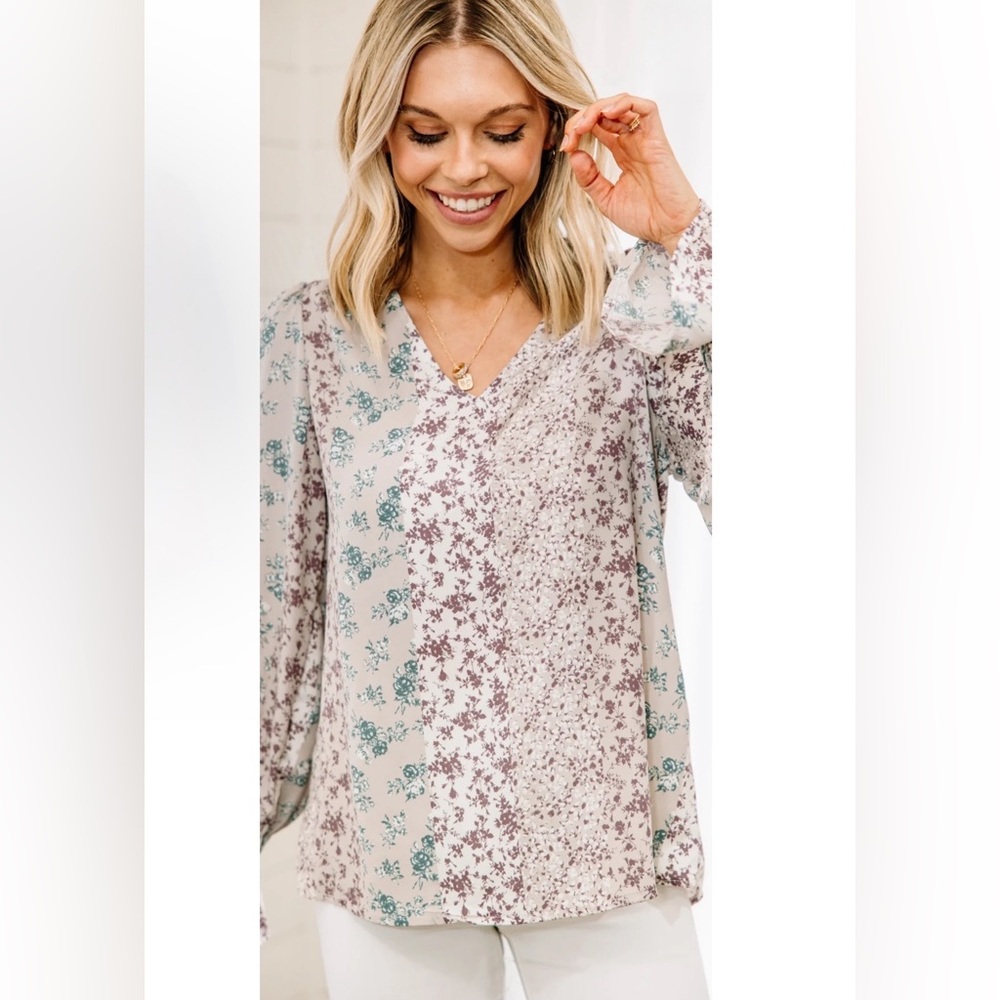 Chic Soul Can’t Blame You Lavender Floral Print Ditsy Blouse size 1X